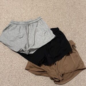 Set of Three Casual Shorts - Gray, Black, Brown